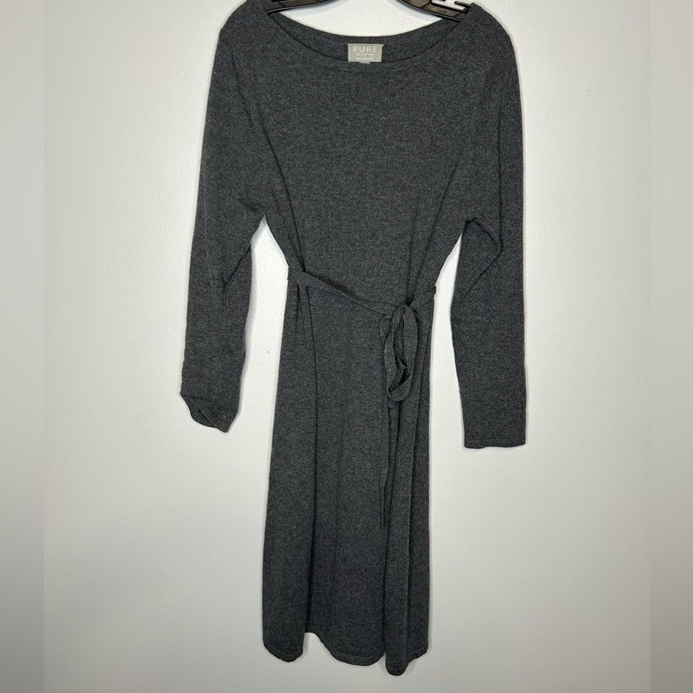 Pure Collection 100% Cashmere Sweater dress with waist Tie